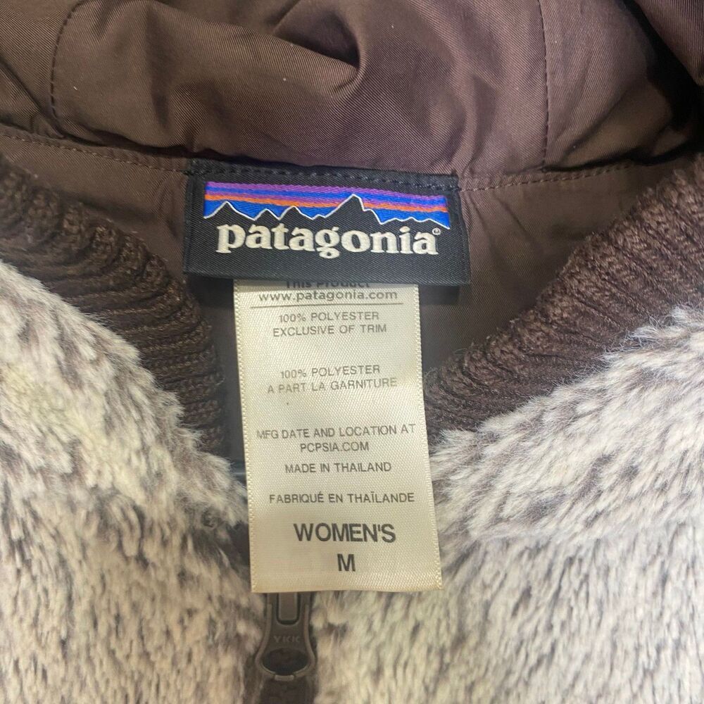 Patagonia Womens faux fur vest hood outerwear full zip pocket winter layering M - Picture 6 of 9
